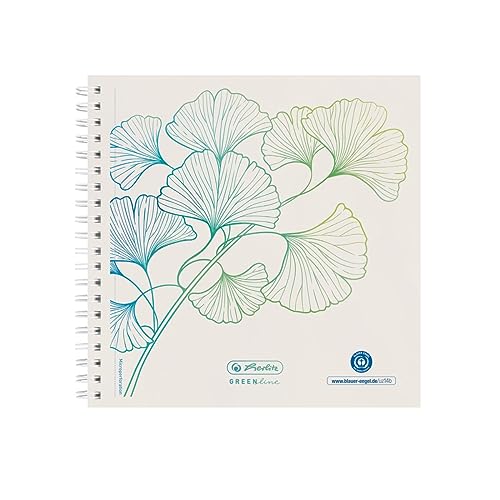 Herlitz Spiralblock 14,8x14,8 GREENline 100Blatt punktiert Motiv Ginkgo von Herlitz