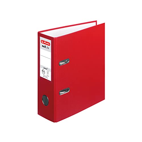 herlitz 10842318 Ordner maX.file protect, A5, hoch, Rückenbreite: 8cm, PP-Folienbezug, rot, 10 Stück von Herlitz