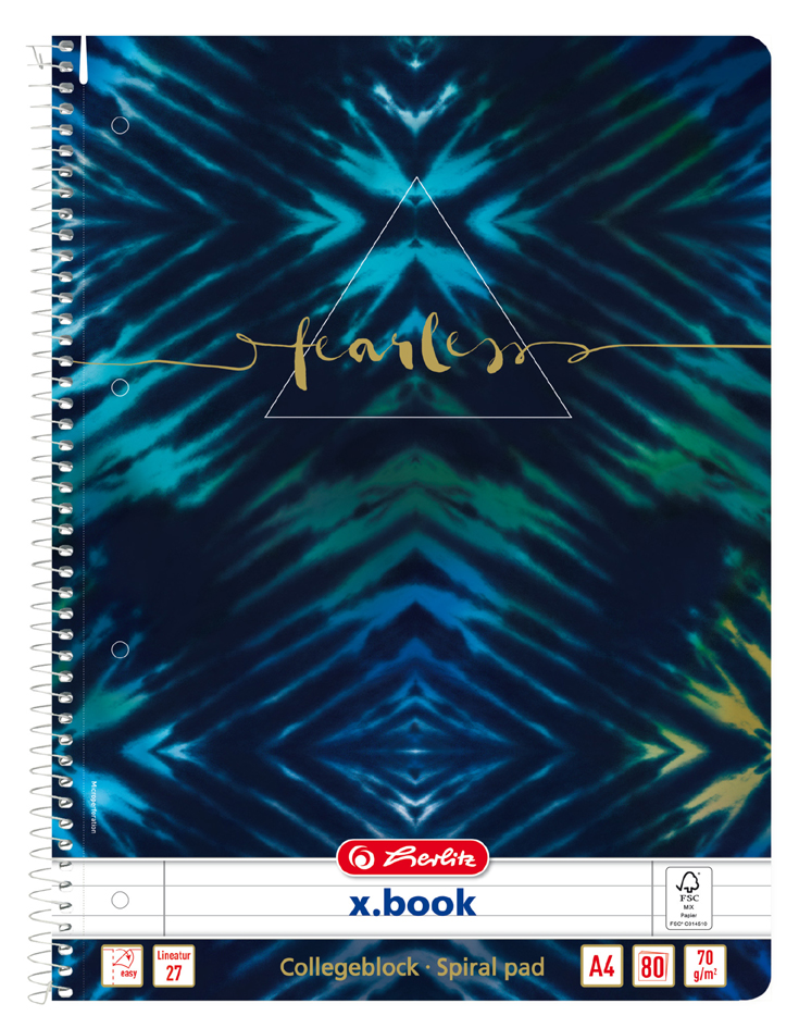 herlitz Collegeblock New Batik , Fearless, , DIN A4, liniert von Herlitz