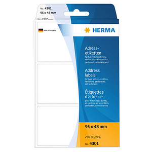 250 HERMA Adressetiketten 4301 weiß 95,0 x 48,0 mm von Herma