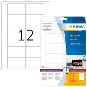 300 HERMA Video-Etiketten 5070 weiß 78,7 x 46,6 mm von Herma