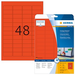 960 HERMA Etiketten 4367 rot 45,7 x 21,2 mm von Herma