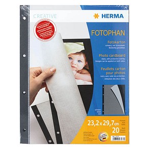 HERMA Fotokarton Fotoblätter schwarz 230 g/qm 20 Blatt von Herma