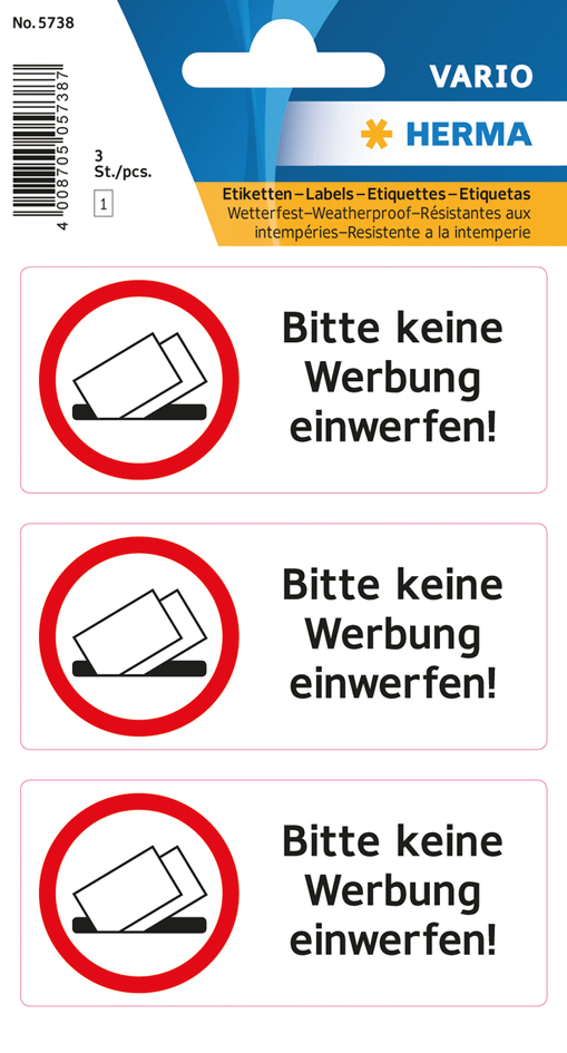 HERMA Hinweisetiketten , Bitte keine Werbung einwerfen, von Herma