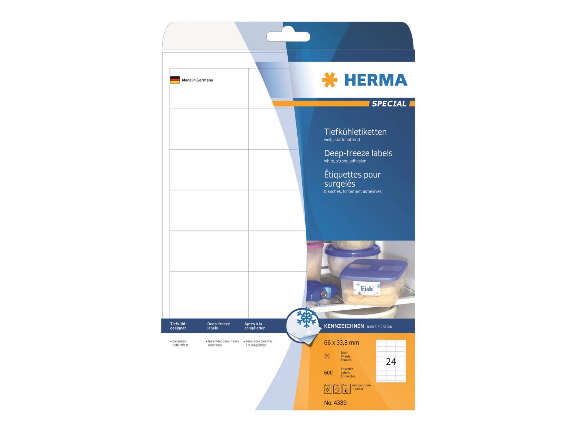 HERMA Tiefkühletiketten A4 weiß 66x33,8   mm Papier 600 St. von Herma