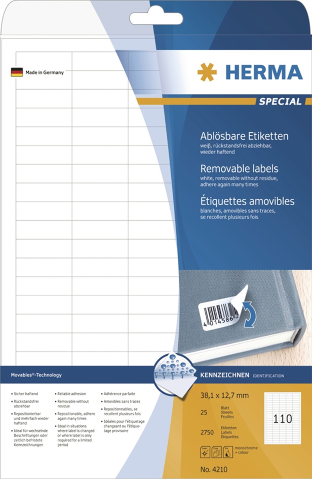 HERMA Universal-Etiketten SPECIAL, 96 x 63,5 mm, weiß HERMA Universal-Etiketten SPECIAL, 96 x 63,5 mm, weiß von Herma