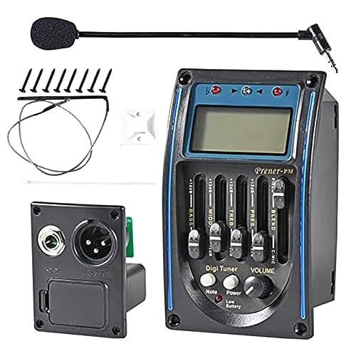 Hermosiey 1 Satz Akustikgitarren-Tonabnehmer, 5-Band-EQ-Equalizer, Gitarrenvorverstärker, Piezo-Tonabnehmer, Tuner + Mikrofon-LCD-Display von Hermosiey