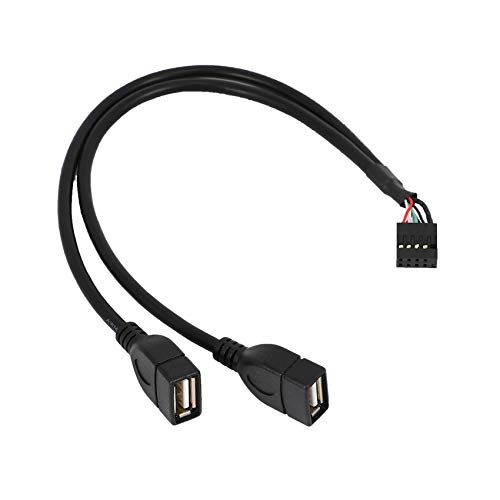 Hermosiey 30 cm 10 Pin Hauptplatine Buchsenleiste Auf 2 Port Dual USB 2.0 Adapter Y Splitter Kabel (10Pin / 2Am) von Hermosiey