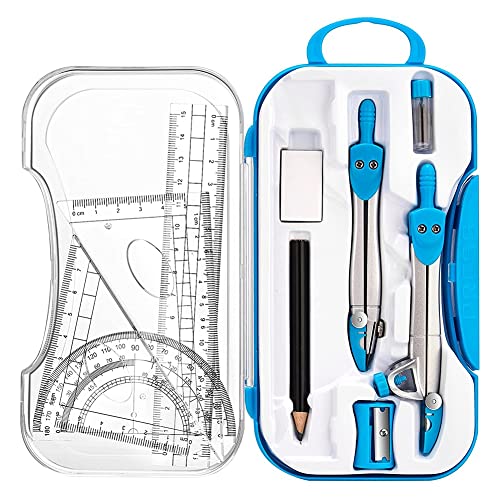 Hermosiey Geometrie Set 10 StüCk Mathe ZubehöR Kit, EinschließLich, Winkelmesser, Lineal, Radiergummi, Bleistift, zum Zeichnen und Messen von Hermosiey