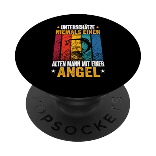 Fischen Angeln Fischer Einen Alten Mann Mit Einer Angel PopSockets Klebender PopGrip von Herren Angler Angel Spruch