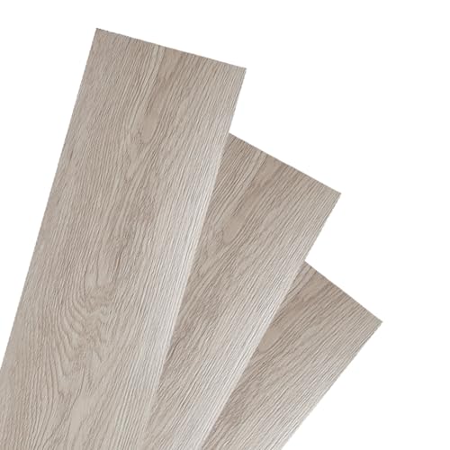 Herrselsam PVC Bodenbelag Selbstklebende, 28 Fliesen ca. 4m² Vinyl Laminat Rutschfeste Wasserdichte Schneidbar Fliesenoptik Bodenfliesen, 91,5cm x 15,2cm Dicke 1,5 mm (White Oak) von Herrselsam