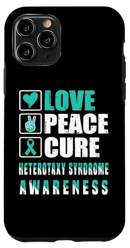Hülle für iPhone 11 Pro Heterotaxie-Syndrom, Bewusstsein, Liebe, Frieden, Heilung, Blaugrünes Band von Heterotaxy Syndrome Awareness Products (Lwaka)