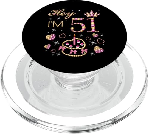 Hey I'm 51, 51 Years Old Women, 51. Geburtstag Kuchenkerze PopSockets PopGrip für MagSafe von Hey It's My Birthday