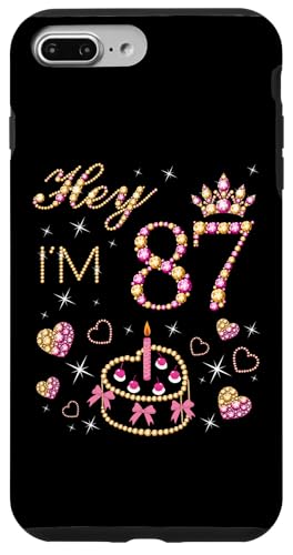 Hülle für iPhone 7 Plus/8 Plus Hey I'm 87, 87 Years Old Women, 87th Birthday Cake Kerze von Hey It's My Birthday