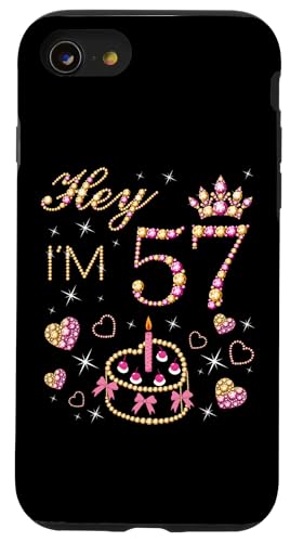 Hülle für iPhone SE (2020) / 7 / 8 Hey I'm 57, 57 Years Old Women, 57th Birthday Cake Kerze von Hey It's My Birthday