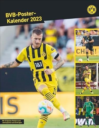 BVB Posterkalender. Jahres-Wandkalender 2023 für Fußballfans. Fotokalender mit den Stars von Borussia Dortmund. Bildkalender im Hochformat, 34x44 cm von Heye