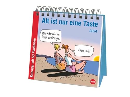 Butschkow: Alt ist nur eine Taste Premium-Postkartenkalender 2024. Witziger Kalender für Rentner: Cartoons mit einem Augenzwinkern für alle in den besten Jahren. von Heye