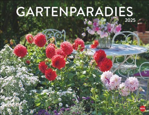 Gartenparadies Posterkalender 2025: Wandkalender mit 12 romantischen Garten-Fotos. Dekorativer Bildkalender für Gartenliebhaber. 44 x 34 cm. Querformat. von Heye