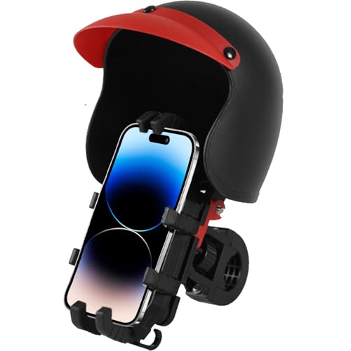 HgbfMij Motorrad-Telefonhalterung,Motorrad-Telefonhalterung | Anti-Vibrations-Telefonhalter mit winzigem Schutzhelm,Drehbare E-Bike-Telefonhalterung mit Haken, verstellbare Handyhalterung für von HgbfMij