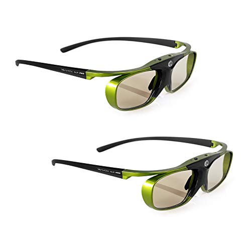 2X Hi-Shock DLP Pro Lime Heaven | DLP Link 3D Aktive Brille für 3D DLP Beamer von Acer, BenQ, Optoma, Viewsonic | kompatibel mit PPA5610 / E4W [96-200 Hz | Akku | 32g | wiederaufladbar] von Hi-SHOCK
