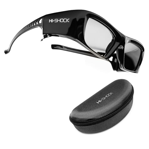 Hi-SHOCK aktive 3D Brille Black Diamond kompatibel mit Sony, JVC, Epson 3D RF Projektor - Ersatz für SSG-3570CR, TDG-BT500A, TY-ER3D5ME, TY-ER3D6ME - 120 Hz - wiederaufladbar | Mit Brillenetui von Hi-SHOCK