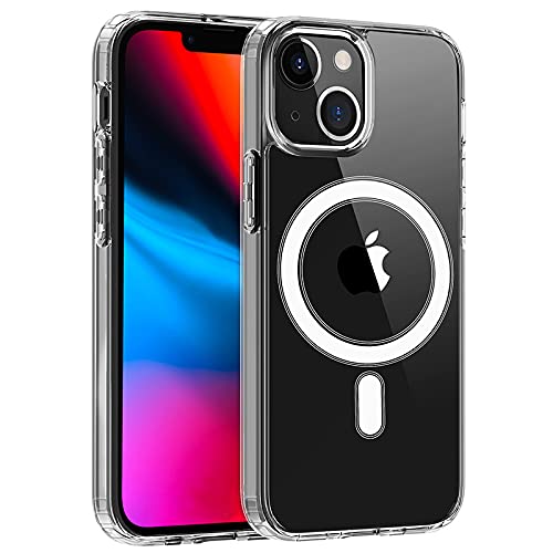 HiChili Clear Case with Mag-Safe for iPhone 13 Mini Hülle, Phone Case Built in Magnet Circle Slim Soft TPU Bumper PC Back Cover for iPhone 13 mini [Shockproof][Anti-Yellowing] Shell, Transparent von HiChili