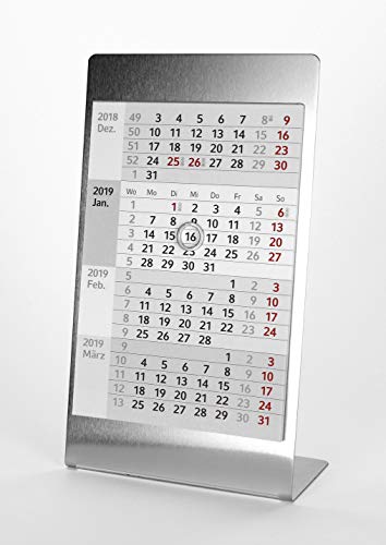 HiCuCo 4-Monats-Tischkalender für 2025 + 2026 - Aufstellkalender - Edelstahl - TypE5 (Edelstahl) von HiCuCo