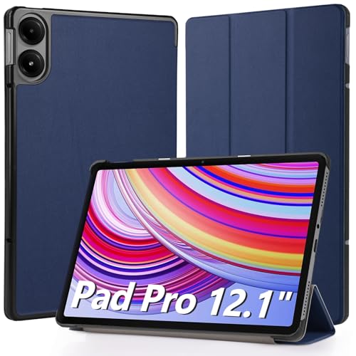 Hianjoo Hülle Kompatibel für Xiaomi Redmi Pad Pro/Poco Pad 12,1 Zoll, Ultra Dünn Leder Schutzhülle mit Standfunktion Kompatibel für Xiaomi Redmi Pad Pro/Poco Pad 12.1", Dunkelblau von Hianjoo