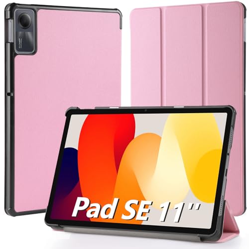 Hianjoo Hülle Kompatibel für Xiaomi Redmi Pad SE 11 Zoll, Ultra Dünn Leder Schutzhülle mit Standfunktion Kompatibel für Xiaomi Redmi Pad SE 11", Rosa von Hianjoo