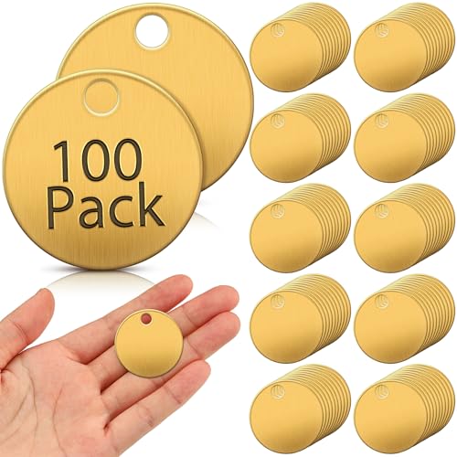 Hicarer 100 Stück 3,2 cm massive Messinganhänger zum Stempeln von runden Messing-Schlüsselanhängern mit Loch für Haustiere, Pflanzen, Türen, Rohrventile, Ausrüstungswerkzeug und Schlüsselbeschriftung Hicarer 100 Stück 3,2 cm massive Messinganhänger zum Stempeln von runden Messing-Schlüsselanhängern mit Loch für Haustiere, Pflanzen, Türen, Rohrventile, Ausrüstungswerkzeug und Schlüsselbeschriftung von Hicarer
