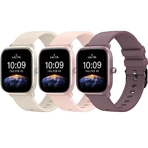 Higgs Donna Uomo 3 Armband 20 mm kompatibel mit Amazfit GTS 2 Mini/4 Mini/GTS 2 2e 3 4 42 mm Amazfit Bip S/Bip S Lite/Bip U Pro Armband aus weichem Silikon Sport, Rosa/Sternenlicht/Rauchviolett von Higgs