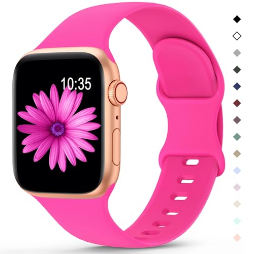 Higgs Ersatzarmband Kompatibel mit Apple Watch Ultra 2/Ultra Armband 41mm 40mm 38mm 49mm 44mm 45mm 42mm Damen Herren, Weich Silikon Sport Armbänder für iWatch Series 9 8 SE 7 6 5 4 3 2 1, Magenta von Higgs