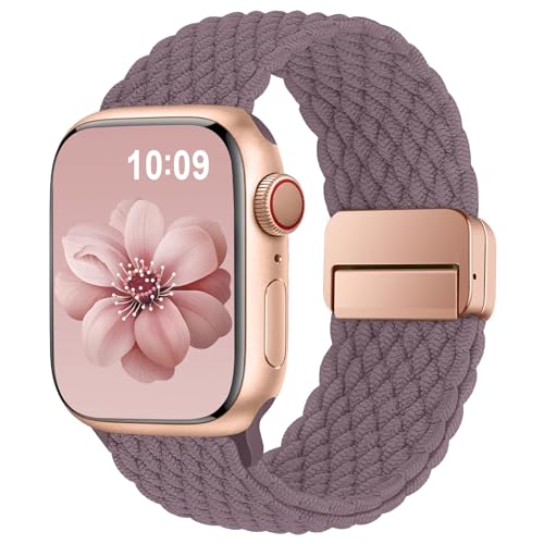 Higgs Geflochtenes Armband Kompatibel mit Apple Watch Armband 40mm 41mm 42mm 38mm Damen Herren, Magnetisch Verschluss Elastisch Stoff Sport Nylon Armbänder für iWatch SE Series 10 9 8 7 6 5 4 3 2 1 von Higgs