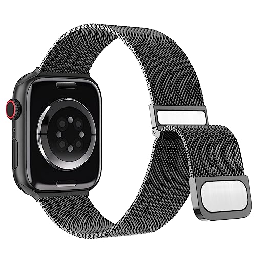 Higgs Metall Armband Kompatibel mit Apple Watch Ultra/Ultra 2 Armband 41mm 40mm 38mm 42mm 44mm 45mm 49mm Damen Herren, Dual Magnetisch Armbänder für iWatch Series Ultra 9 8 SE 7 6 5 4 3 2 1, Graphit von Higgs