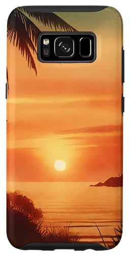 Hülle für Galaxy S8 Sonnenuntergang Tropischer Strand Palmen Sommerurlaub von High Tide Threads