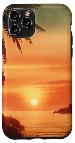 Hülle für iPhone 11 Pro Sonnenuntergang Tropischer Strand Palmen Sommerurlaub von High Tide Threads