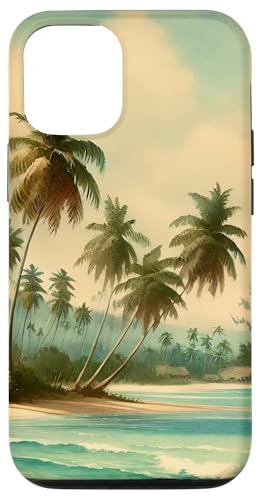 Hülle für iPhone 13 Tropische Insel mit Palmen und Hütten am Meer von High Tide Threads