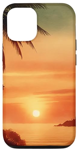 Hülle für iPhone 15 Pro Sonnenuntergang Tropischer Strand Palmen Sommerurlaub von High Tide Threads