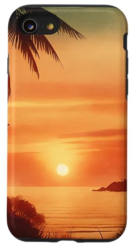 Hülle für iPhone SE (2020) / 7 / 8 Sonnenuntergang Tropischer Strand Palmen Sommerurlaub von High Tide Threads