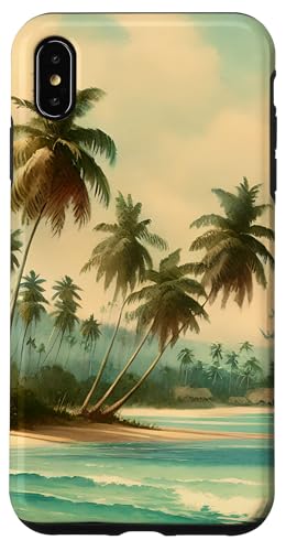 Hülle für iPhone XS Max Tropische Insel mit Palmen und Hütten am Meer von High Tide Threads