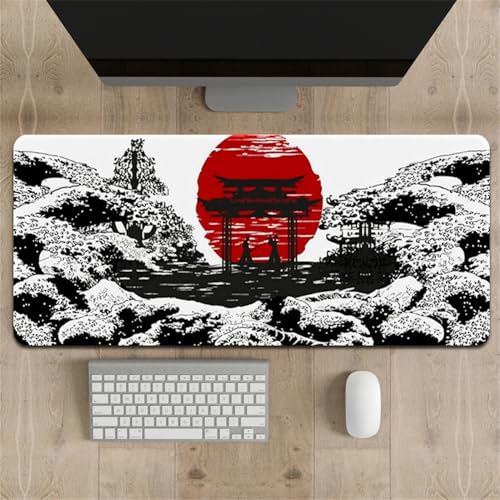 Highdi Gaming Mauspad Bergfarbe Mauspad Groß Mousepad Genähten Kanten und Anti Rutsch Großes Mauspad Schreibtischunterlage Desk Mat für Büro, Tastatur, PC, Laptop (Pavillon,400 * 800 * 3mm) von Highdi