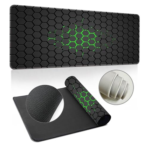 Highdi Gaming Mauspad XXL/XL, Groß Schreibtischunterlage Großes Mousepad Gaming PC Schreibtisch Matte Desk Mat Vernähte Kanten für Büro, Tastatur, Laptop (Bienenstock 2,600 * 1200 * 3mm) von Highdi