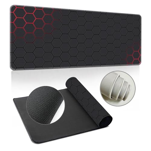 Highdi Gaming Mauspad XXL/XL, Groß Schreibtischunterlage Großes Mousepad Gaming PC Schreibtisch Matte Desk Mat Vernähte Kanten für Büro, Tastatur, Laptop (Bienenstock 4,400 * 800 * 3mm) von Highdi