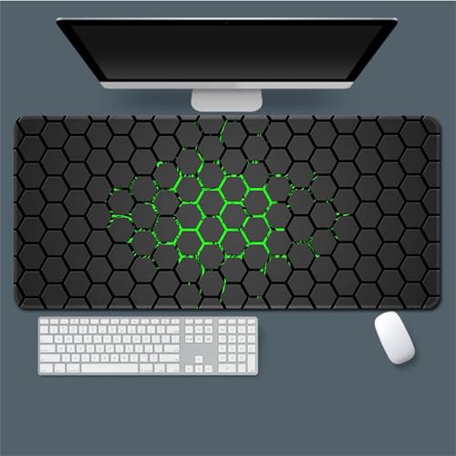 Highdi Gaming Mauspad XXL/XL, Groß Schreibtischunterlage Großes Mousepad Gaming PC Schreibtisch Matte Desk Mat Vernähte Kanten für Büro, Tastatur, Laptop (Grün Unregelmäßig,300 * 600 * 3mm) von Highdi