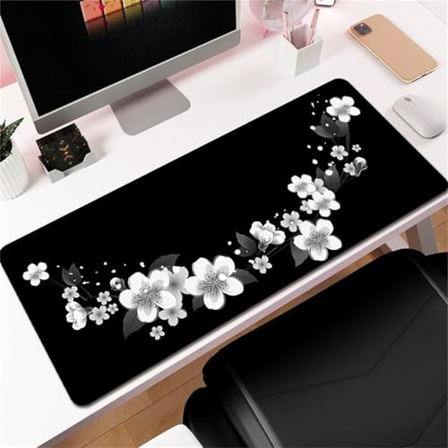 Highdi Gaming Mauspad XXL/XL, Groß Schreibtischunterlage Großes Mousepad Gaming PC Schreibtisch Matte Desk Mat Vernähte Kanten für Büro, Tastatur, Laptop (Kirschblüte 4,300 * 800 * 2mm) von Highdi