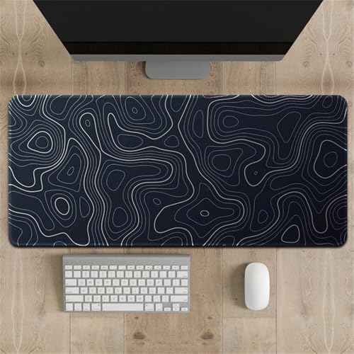 Highdi Gaming Mauspad XXL/XL, Muster Mauspad Groß Mousepad Genähten Kanten und Anti Rutsch Großes Mauspad Schreibtischunterlage Desk Mat für Büro, Tastatur, PC, Laptop (300*600*3mm,Schwarz abstrakt) von Highdi