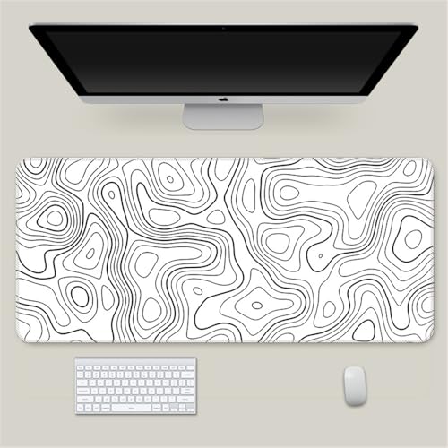 Highdi Gaming Mauspad XXL/XL, Muster Mauspad Groß Mousepad Genähten Kanten und Anti Rutsch Großes Mauspad Schreibtischunterlage Desk Mat für Büro, Tastatur, PC, Laptop (300 * 600 * 3mm,Weiße Linien) von Highdi