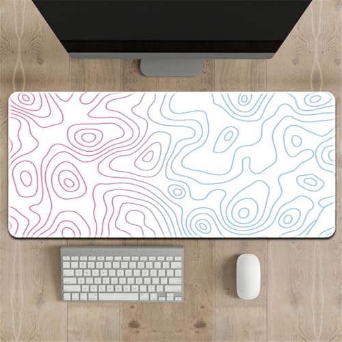 Highdi Gaming Mauspad XXL/XL, Muster Mauspad Groß Mousepad Genähten Kanten und Anti Rutsch Großes Mauspad Schreibtischunterlage Desk Mat für Büro, Tastatur (300 * 700 * 3mm,Abstrakte Linien 7) von Highdi