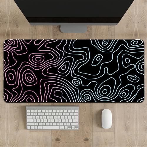 Highdi Gaming Mauspad XXL/XL, Muster Mauspad Groß Mousepad Genähten Kanten und Anti Rutsch Großes Mauspad Schreibtischunterlage Desk Mat für Büro, Tastatur (500 * 1000 * 3mm,Abstrakte Linien 8) von Highdi