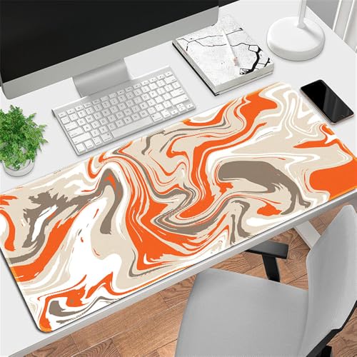 Highdi Gaming Mauspad XXL/XL/L, Graffiti Muster Mauspad Groß Mousepad Genähten Kanten und Anti Rutsch Großes Mauspad Schreibtischunterlage Desk Mat für Büro Tastatur PC Laptop (400x900x3mm,Orange) von Highdi